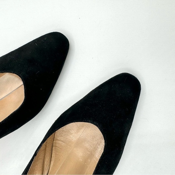 GIORGIO FABIABINI BLACK SUEDE HEEL VINTAGE LEATHER SHOES SLINGBACK MADE IN ITALY - Picture 14 of 15